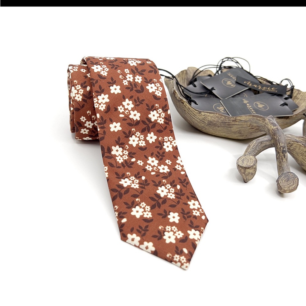 Burnt orange floral tie purchased from Etsy